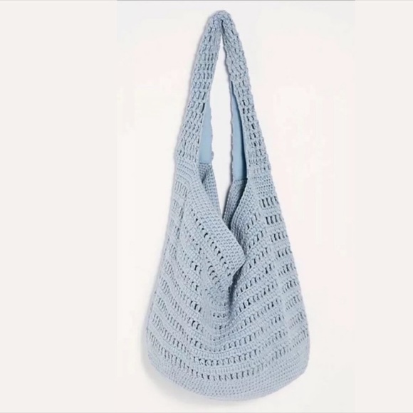Free People Anguilla Macrame Tote Light Blue - Picture 6 of 7